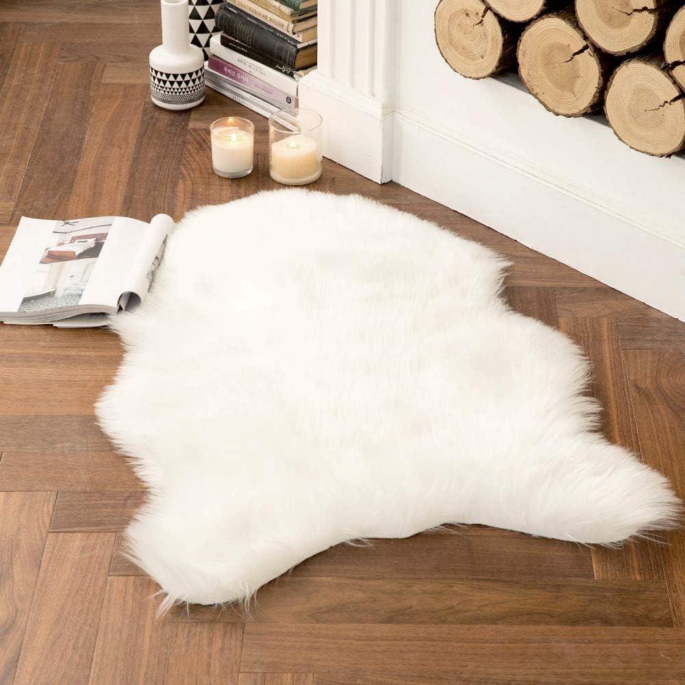 imageMIULEE Luxury Soft Fluffy Area Rug 3x5 Feet Faux Fur Sheepskin Rug Decorative Plush Shaggy Carpet for Christmas Decor Bedside Sofa Floor Nursery WhiteWhite