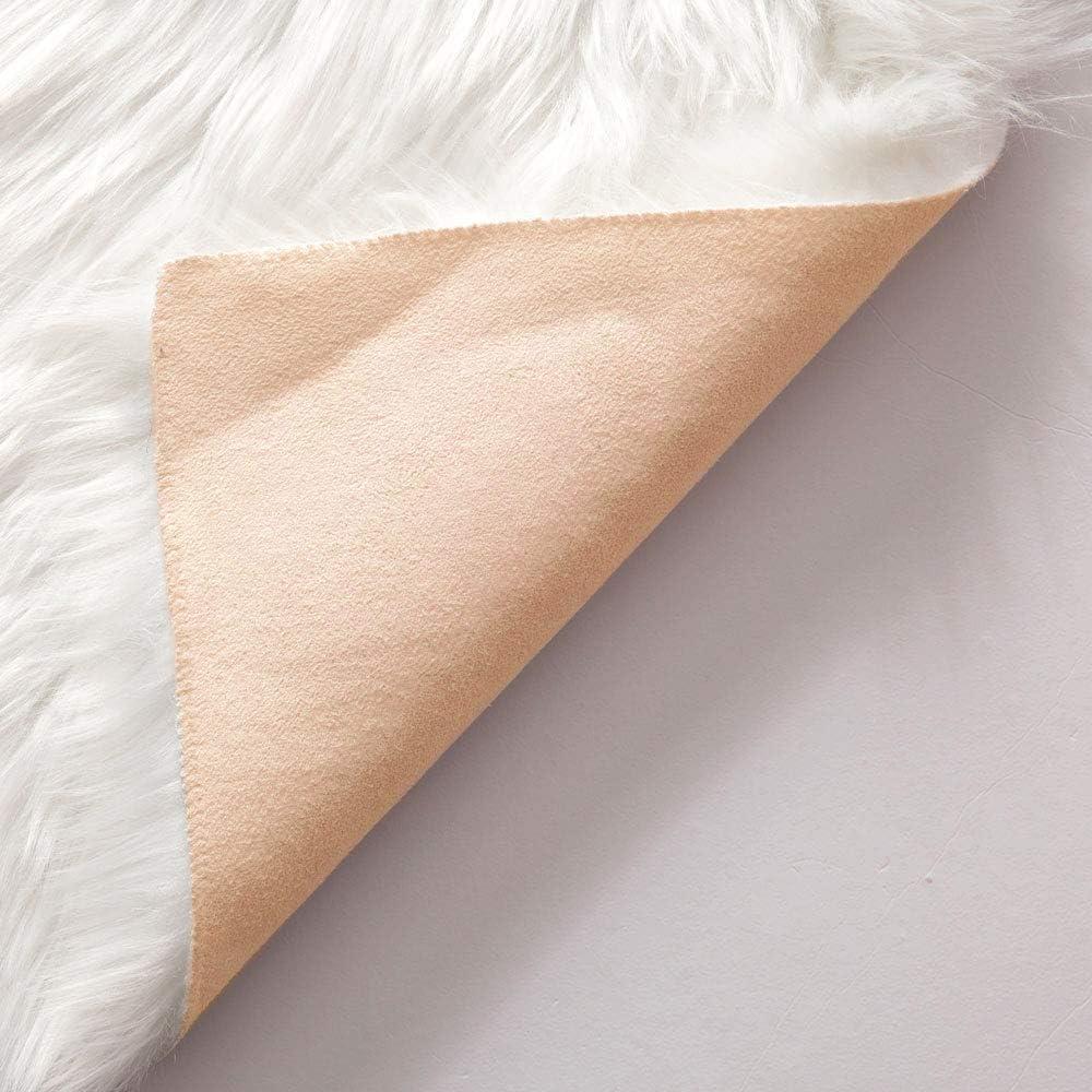 imageMIULEE Luxury Soft Fluffy Area Rug 3x5 Feet Faux Fur Sheepskin Rug Decorative Plush Shaggy Carpet for Christmas Decor Bedside Sofa Floor Nursery WhiteWhite