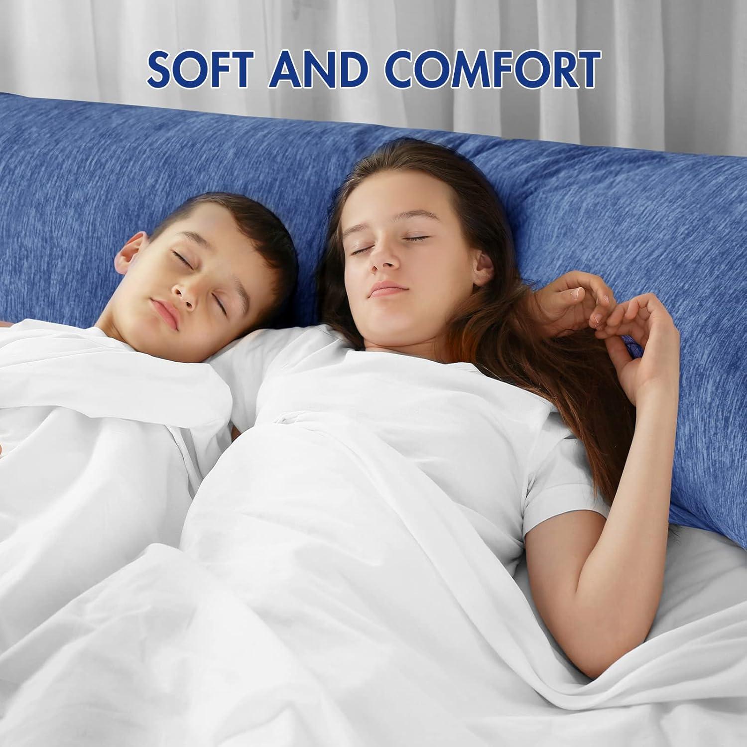 imageMIULEE Memory Foam Body Pillow for Adults Cooling Long Full Body Pillow for Side SleeperBedSleepingBack and Stomach 20x54 Inch GreyBlue