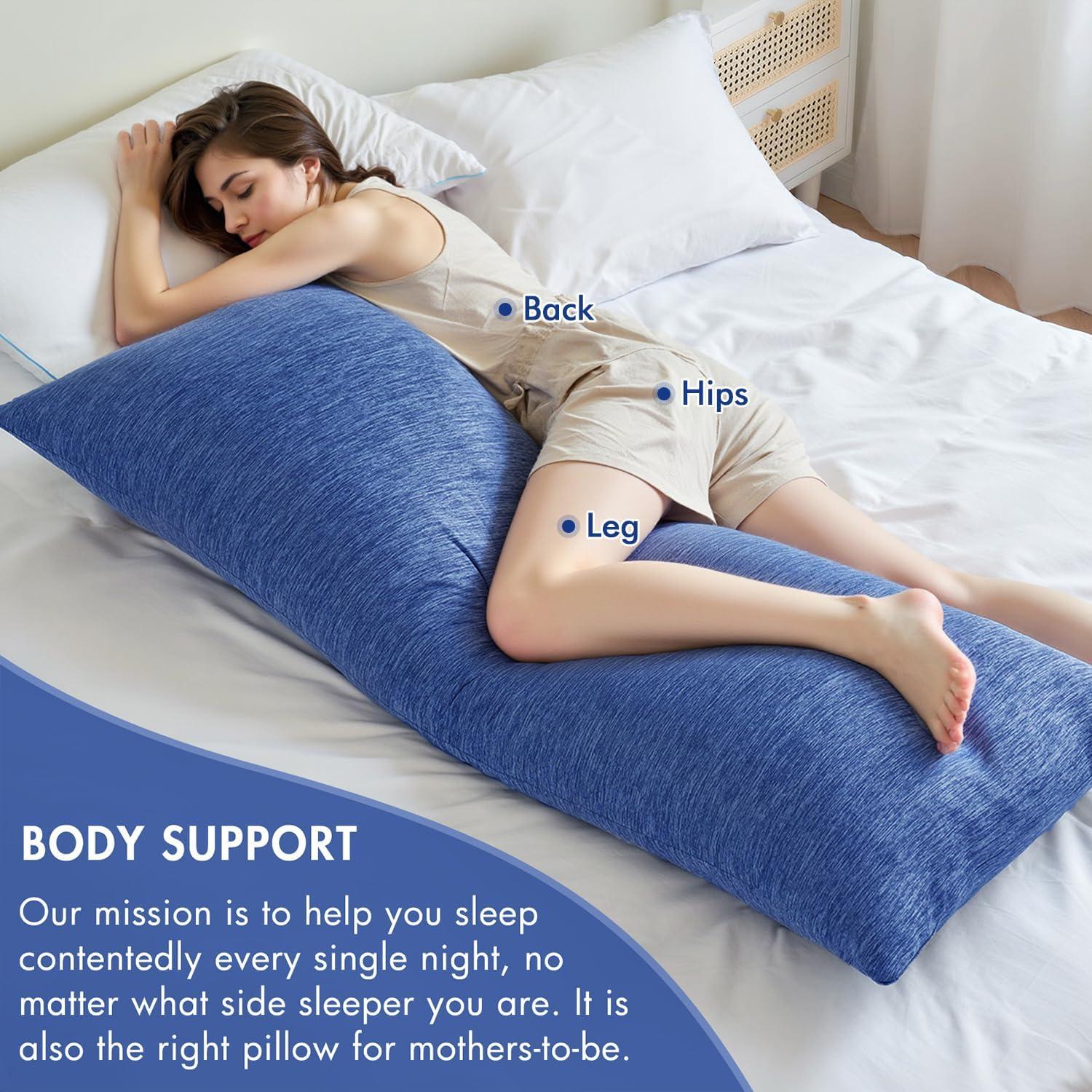 imageMIULEE Memory Foam Body Pillow for Adults Cooling Long Full Body Pillow for Side SleeperBedSleepingBack and Stomach 20x54 Inch GreyBlue