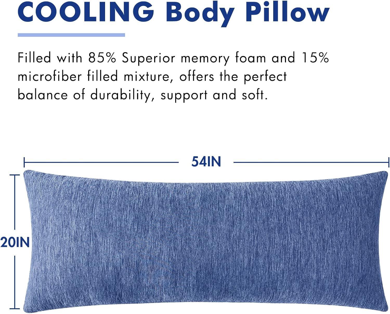 imageMIULEE Memory Foam Body Pillow for Adults Cooling Long Full Body Pillow for Side SleeperBedSleepingBack and Stomach 20x54 Inch GreyBlue