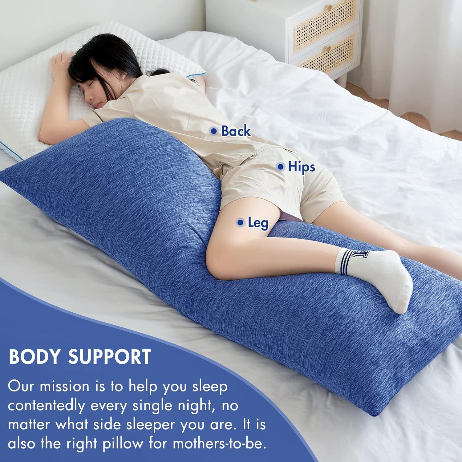 imageMIULEE Memory Foam Body Pillow for Adults Cooling Long Full Body Pillow for Side SleeperBedSleepingBack and Stomach 20x54 Inch GreyBlue