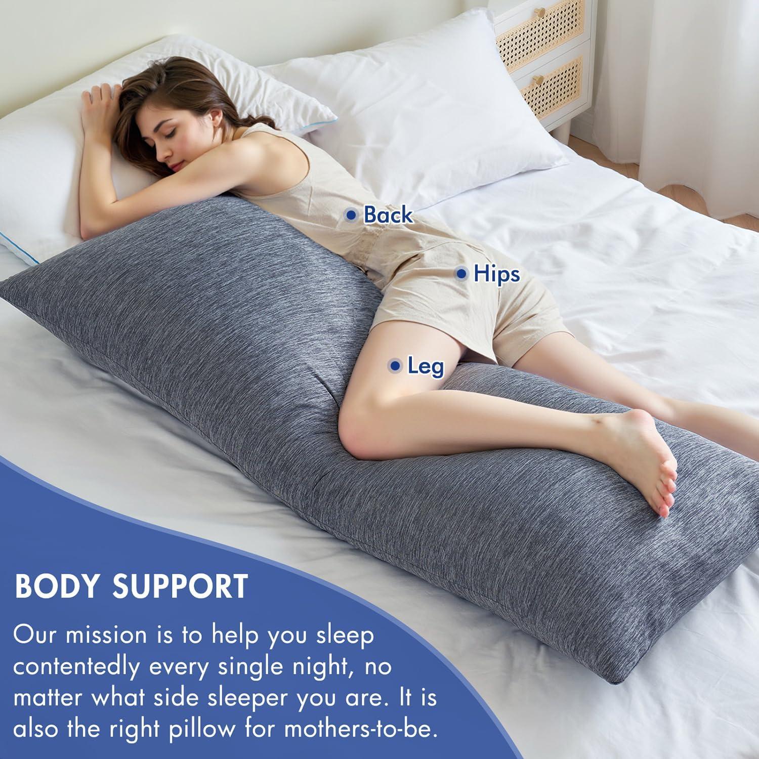 imageMIULEE Memory Foam Body Pillow for Adults Cooling Long Full Body Pillow for Side SleeperBedSleepingBack and Stomach 20x54 Inch GreyGrey