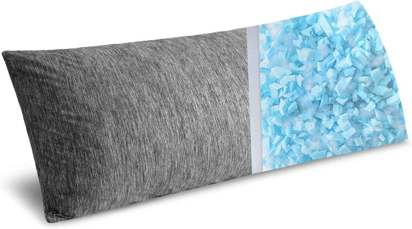 imageMIULEE Memory Foam Body Pillow for Adults Cooling Long Full Body Pillow for Side SleeperBedSleepingBack and Stomach 20x54 Inch GreyGrey