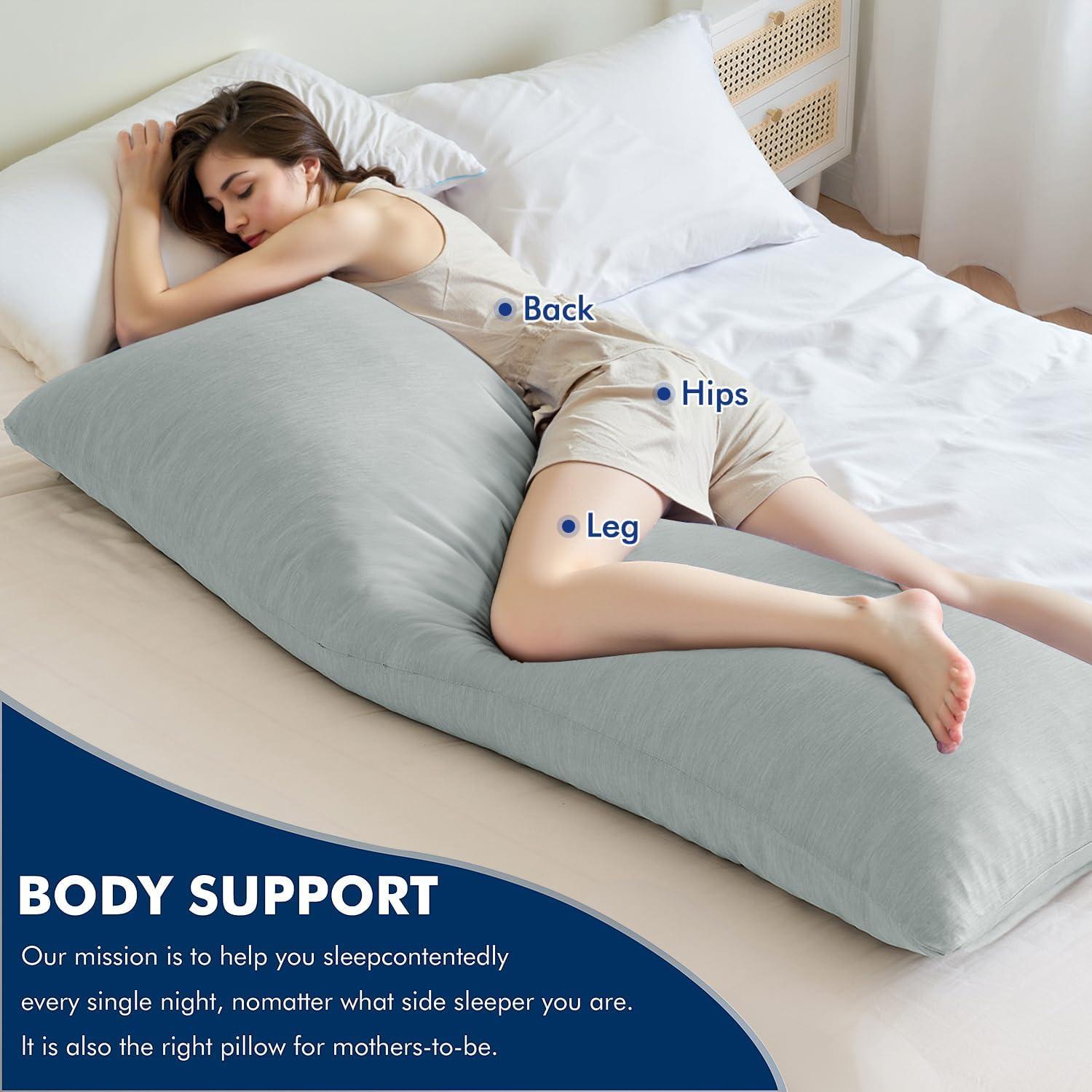 imageMIULEE Memory Foam Body Pillow for Adults Cooling Long Full Body Pillow for Side SleeperBedSleepingBack and Stomach 20x54 Inch GreySilver Grey