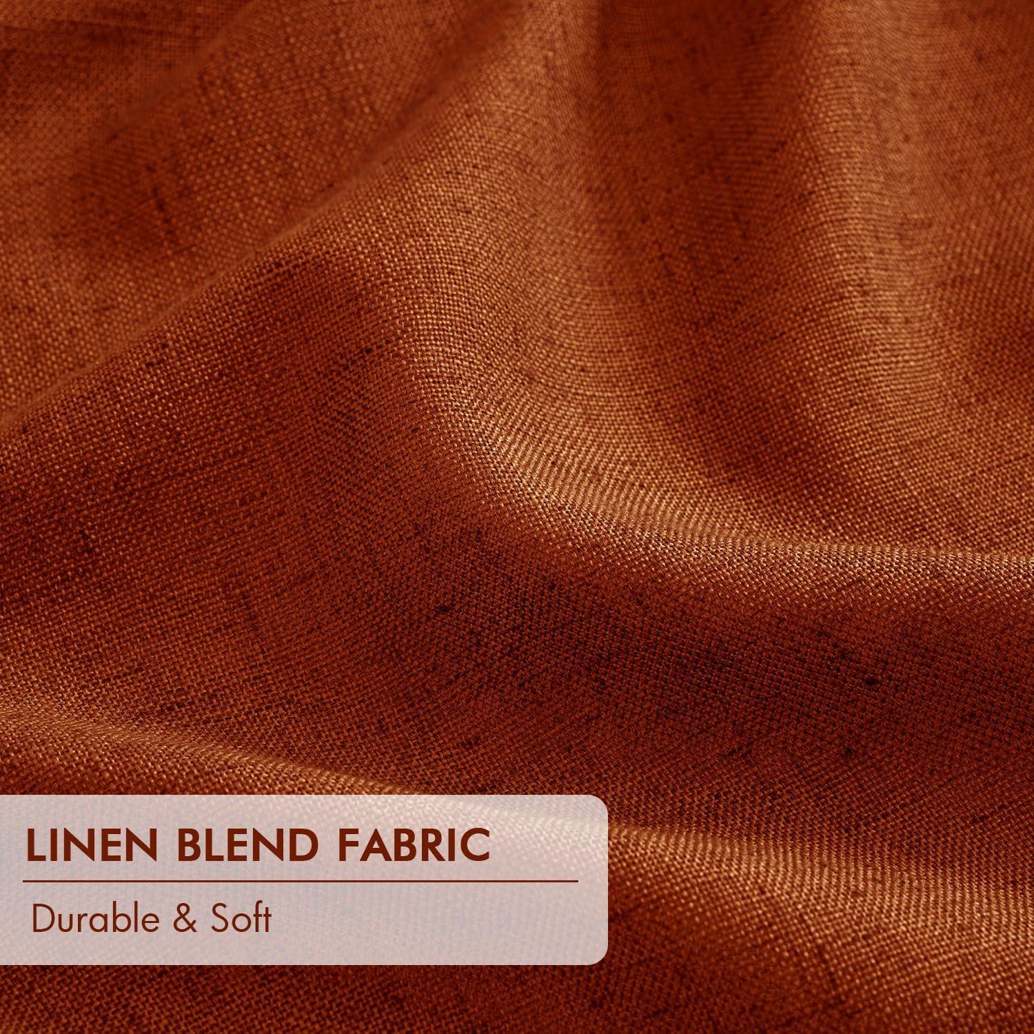 imageMIULEE Natural Pinch Pleated 100 Blackout Linen Curtains 96 Inch Length 2 Panels Set Black Out Memory Trained Pleat Curtains Light Blocking Room Darkening Drapes for Bedroom Living Room WindowBurnt Orange