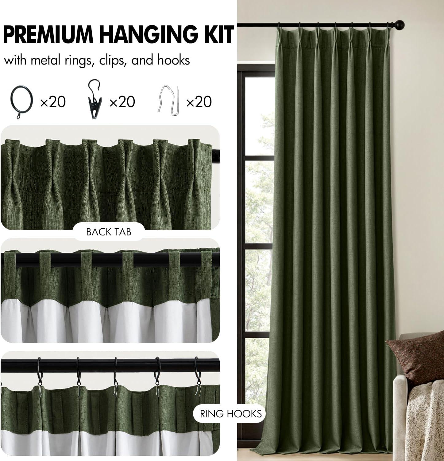 imageMIULEE Natural Pinch Pleated 100 Blackout Linen Curtains 96 Inch Length 2 Panels Set Black Out Memory Trained Pleat Curtains Light Blocking Room Darkening Drapes for Bedroom Living Room WindowLoden