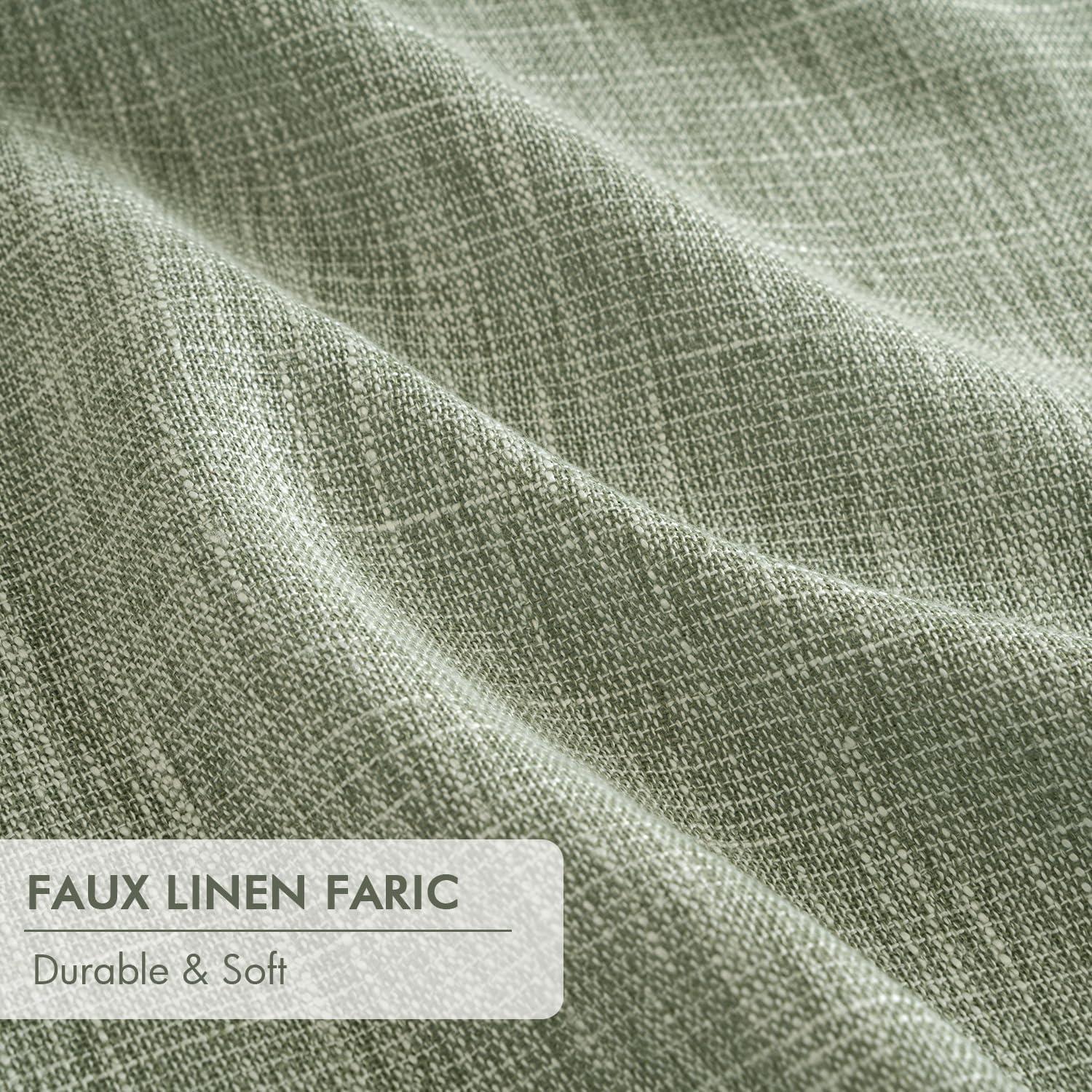 imageMIULEE Natural Pinch Pleated 100 Blackout Linen Curtains 96 Inch Length 2 Panels Set Black Out Memory Trained Pleat Curtains Light Blocking Room Darkening Drapes for Bedroom Living Room WindowSage Green