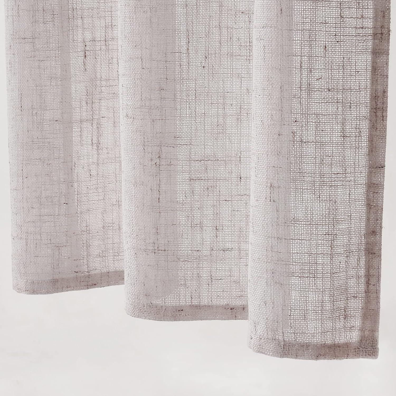 imageMIULEE Natural White Linen Curtains 84 Inch Length 2 Panels Set for Living Room Bedroom Semi Sheer Light Filtering Farmhouse Rod Pocket Long Soft Thick Linen Textured Window Drapes W42XL84Bleached Linen