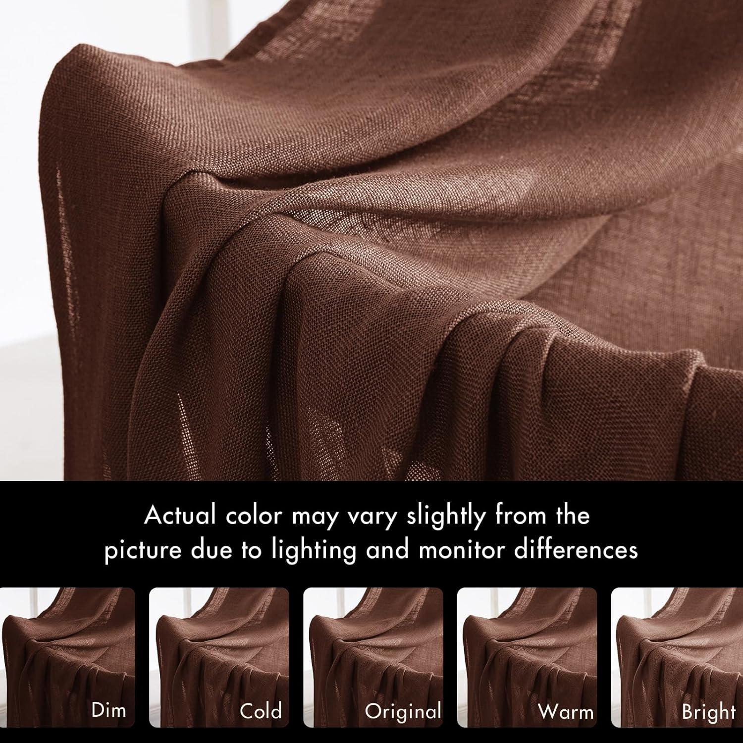 imageMIULEE Natural White Linen Curtains 84 Inch Length 2 Panels Set for Living Room Bedroom Semi Sheer Light Filtering Farmhouse Rod Pocket Long Soft Thick Linen Textured Window Drapes W42XL84Chocolate Brown