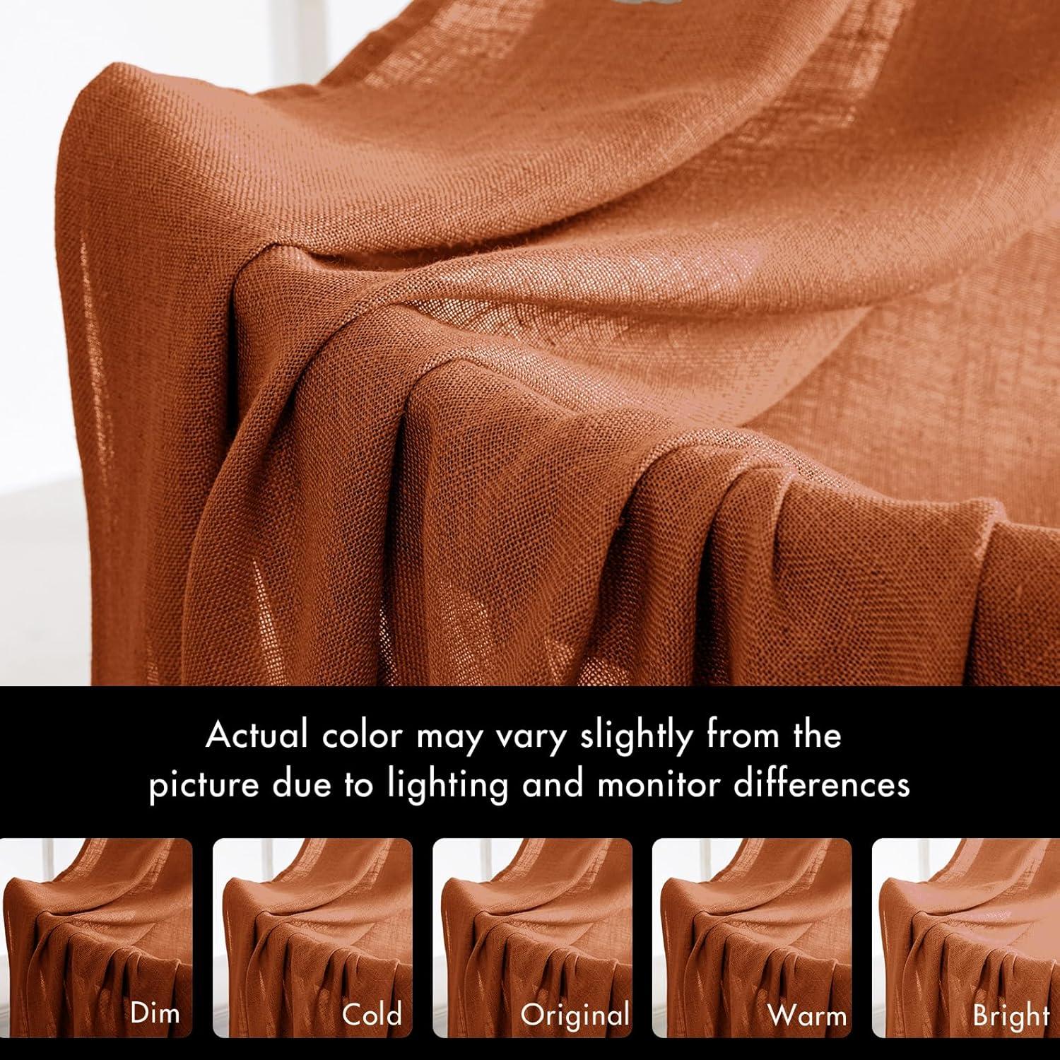 imageMIULEE Natural White Linen Curtains 84 Inch Length 2 Panels Set for Living Room Bedroom Semi Sheer Light Filtering Farmhouse Rod Pocket Long Soft Thick Linen Textured Window Drapes W42XL84Burnt Orange