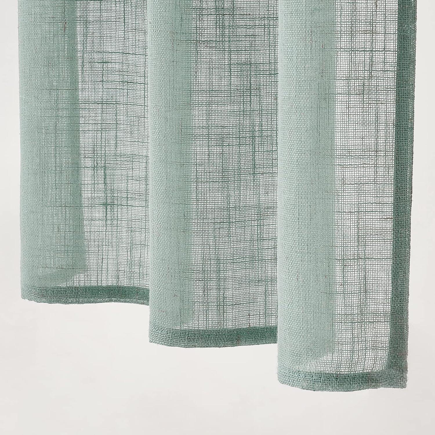 imageMIULEE Natural White Linen Curtains 84 Inch Length 2 Panels Set for Living Room Bedroom Semi Sheer Light Filtering Farmhouse Rod Pocket Long Soft Thick Linen Textured Window Drapes W42XL84Sea Green