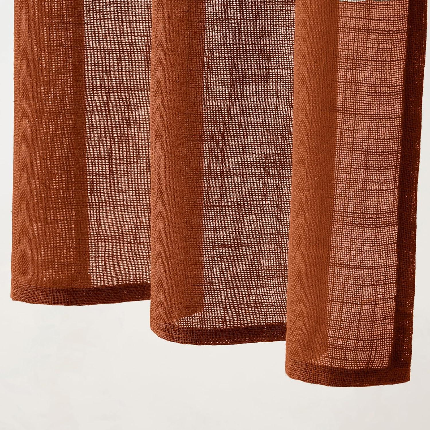 imageMIULEE Natural White Linen Curtains 84 Inch Length 2 Panels Set for Living Room Bedroom Semi Sheer Light Filtering Farmhouse Rod Pocket Long Soft Thick Linen Textured Window Drapes W42XL84Terracotta