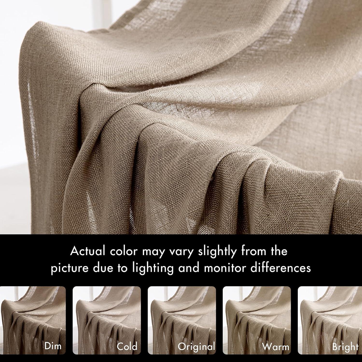 imageMIULEE Natural White Linen Curtains 84 Inch Length 2 Panels Set for Living Room Bedroom Semi Sheer Light Filtering Farmhouse Rod Pocket Long Soft Thick Linen Textured Window Drapes W42XL84Taupe
