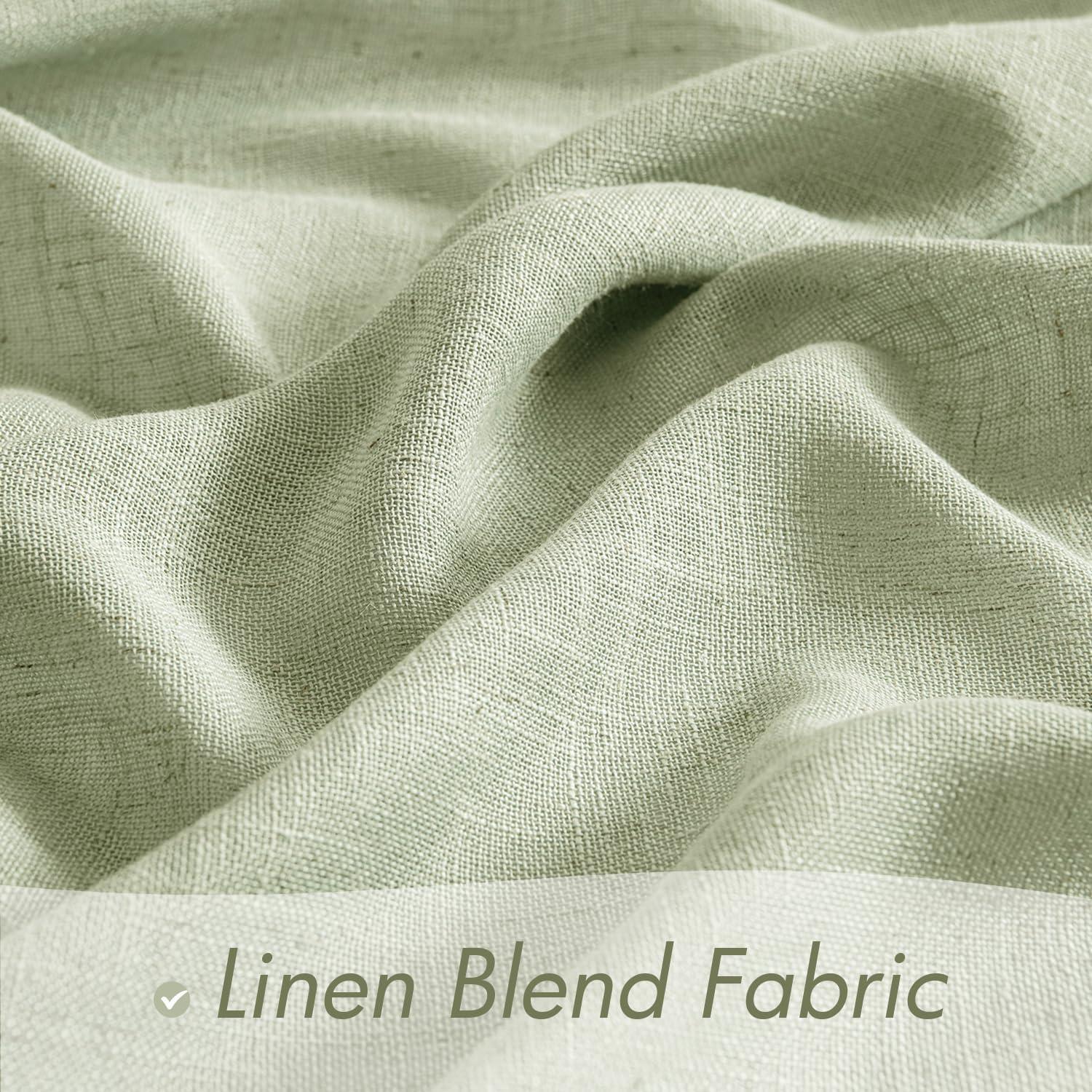 imageMIULEE Natural White Linen Curtains 84 Inch Length 2 Panels Set for Living Room Bedroom Semi Sheer Light Filtering Farmhouse Rod Pocket Long Soft Thick Linen Textured Window Drapes W42XL84Sage Green
