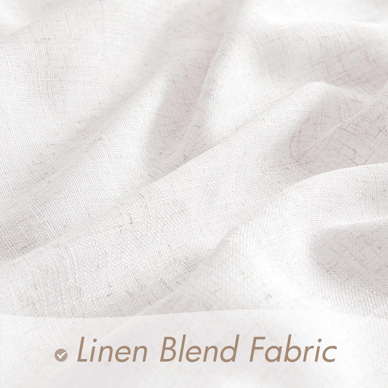 imageMIULEE Natural White Linen Curtains 84 Inch Length 2 Panels Set for Living Room Bedroom Semi Sheer Light Filtering Farmhouse Rod Pocket Long Soft Thick Linen Textured Window Drapes W42XL84Bleached Linen