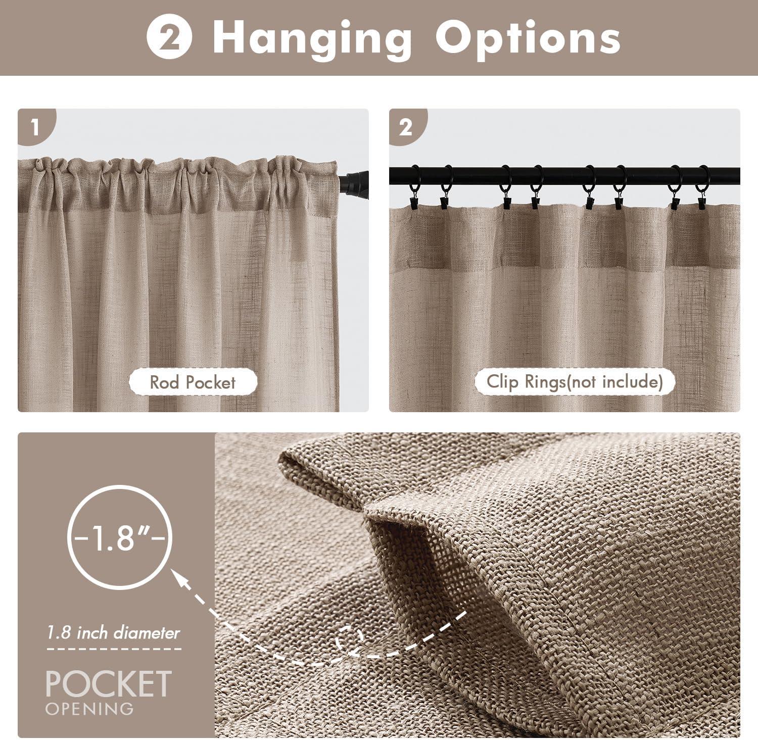 imageMIULEE Natural White Linen Curtains 84 Inch Length 2 Panels Set for Living Room Bedroom Semi Sheer Light Filtering Farmhouse Rod Pocket Long Soft Thick Linen Textured Window Drapes W42XL84Taupe