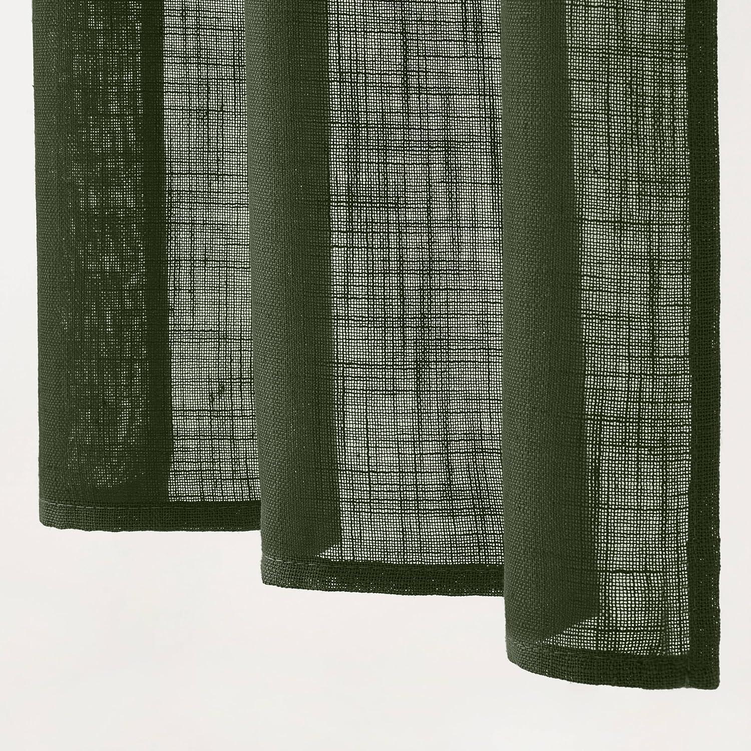 imageMIULEE Natural White Linen Curtains 84 Inch Length 2 Panels Set for Living Room Bedroom Semi Sheer Light Filtering Farmhouse Rod Pocket Long Soft Thick Linen Textured Window Drapes W42XL84Olive Green
