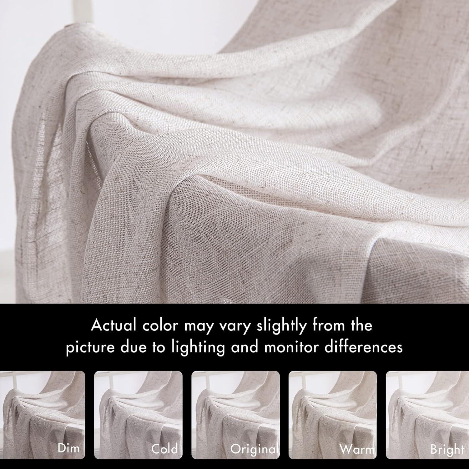 imageMIULEE Natural White Linen Curtains 84 Inch Length 2 Panels Set for Living Room Bedroom Semi Sheer Light Filtering Farmhouse Rod Pocket Long Soft Thick Linen Textured Window Drapes W42XL84Bleached Linen