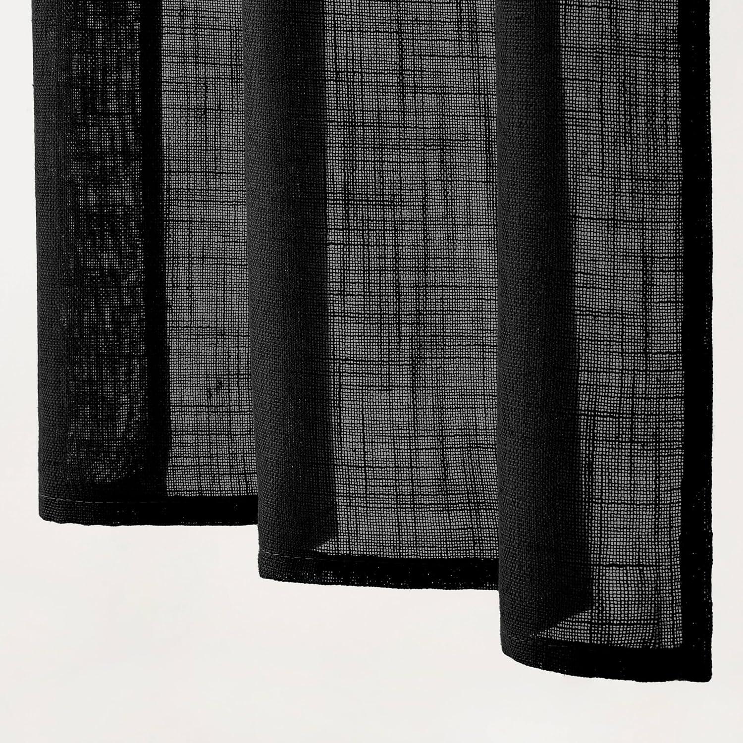 imageMIULEE Natural White Linen Curtains 84 Inch Length 2 Panels Set for Living Room Bedroom Semi Sheer Light Filtering Farmhouse Rod Pocket Long Soft Thick Linen Textured Window Drapes W42XL84Black