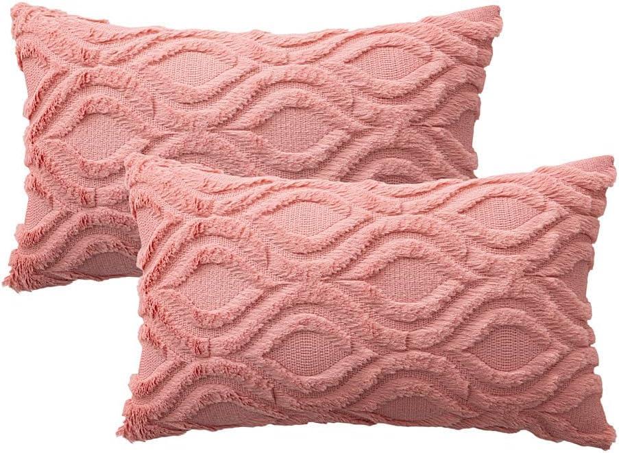 imageMIULEE Navy Blue Throw Pillow Covers 20x20 Inch Soft Winter Plush Faux Wool Couch Pillow Covers Set of 2 Decorative Farmhouse Boho Throw Pillows for Sofa Living Room BedCoral Red