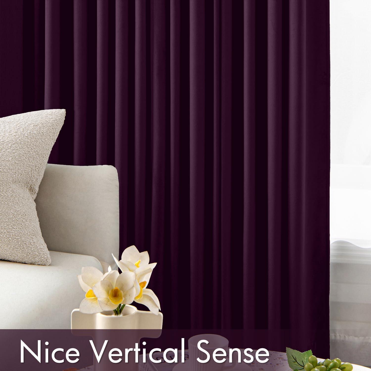 imageMIULEE Navy Blue Velvet Curtains 84 Inch Long Luxury Super Soft Thermal Insulated Blackout Curtains Room Darkening Drapes Rod Pocket Design for Bedroom Living Room Set of 2 Panels W40 x L84 InchPurple Orchid