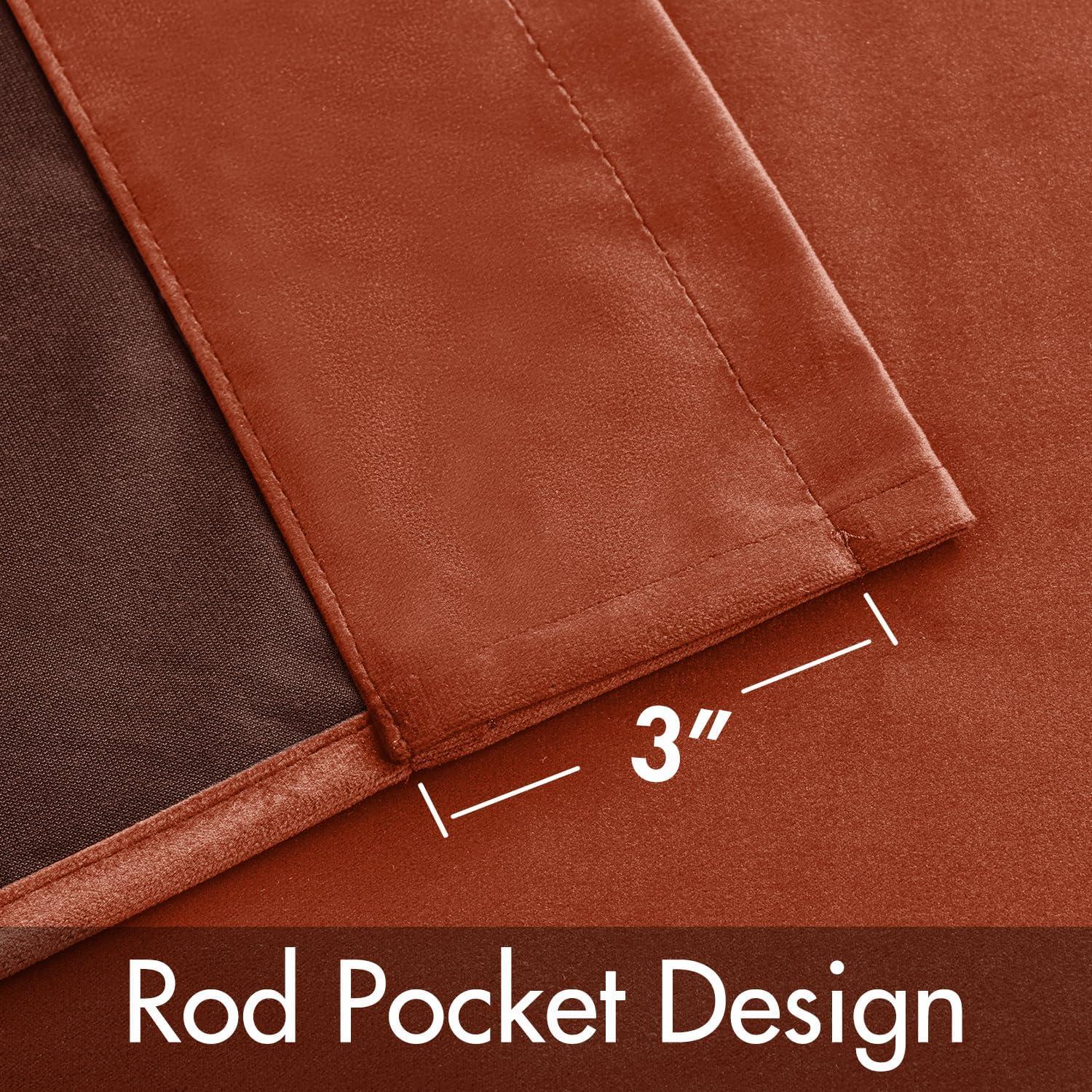 imageMIULEE Navy Blue Velvet Curtains 84 Inch Long Luxury Super Soft Thermal Insulated Blackout Curtains Room Darkening Drapes Rod Pocket Design for Bedroom Living Room Set of 2 Panels W40 x L84 InchBurnt Orange
