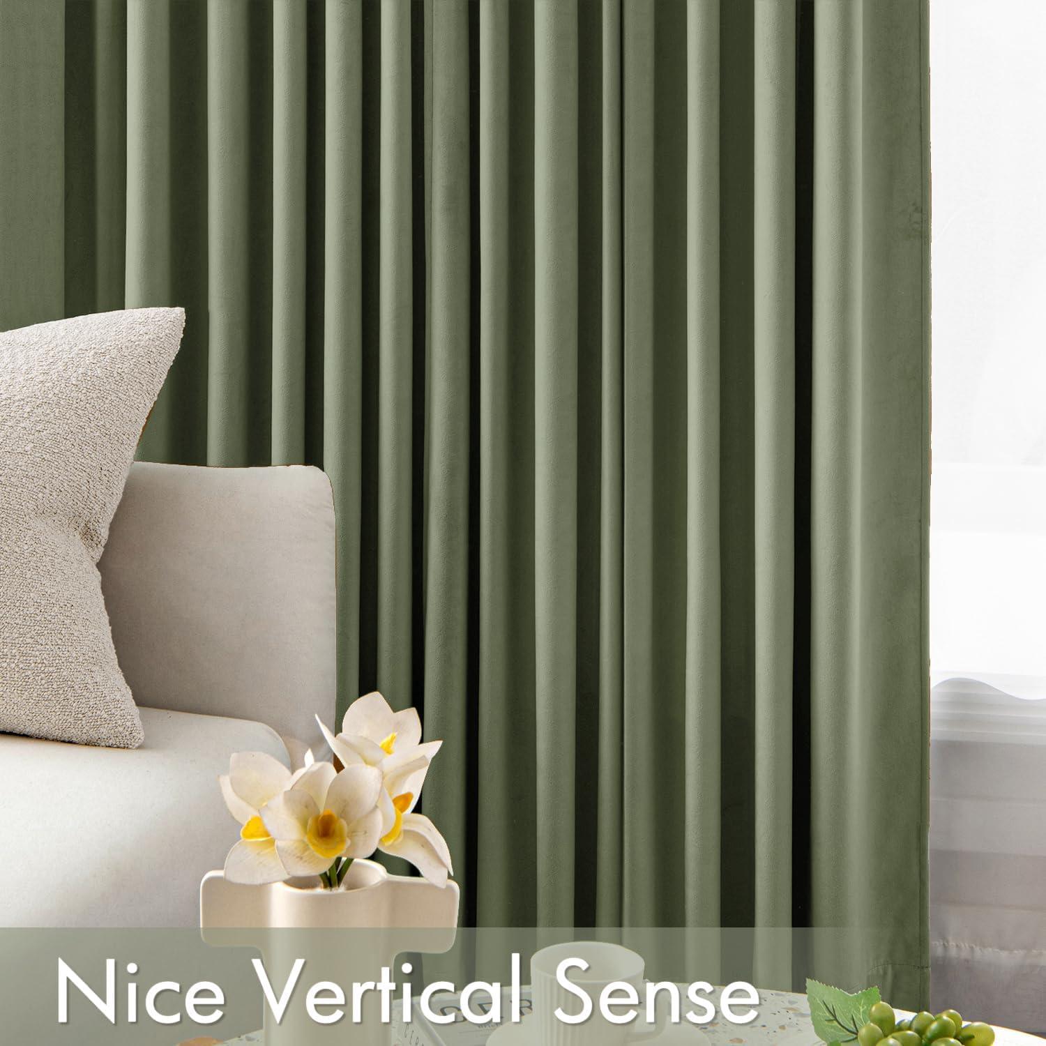 imageMIULEE Navy Blue Velvet Curtains 84 Inch Long Luxury Super Soft Thermal Insulated Blackout Curtains Room Darkening Drapes Rod Pocket Design for Bedroom Living Room Set of 2 Panels W40 x L84 InchSage Green