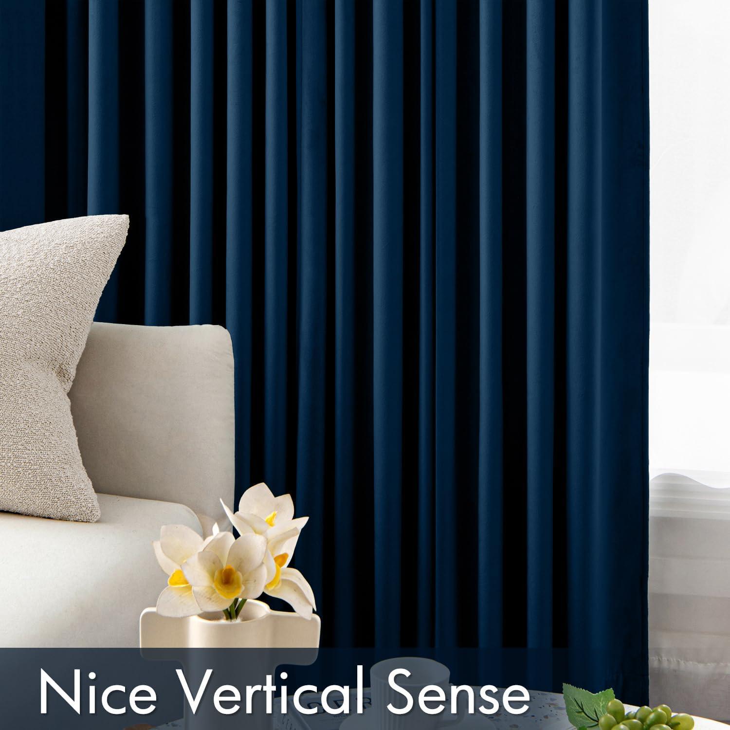 imageMIULEE Navy Blue Velvet Curtains 84 Inch Long Luxury Super Soft Thermal Insulated Blackout Curtains Room Darkening Drapes Rod Pocket Design for Bedroom Living Room Set of 2 Panels W40 x L84 InchNavy Blue