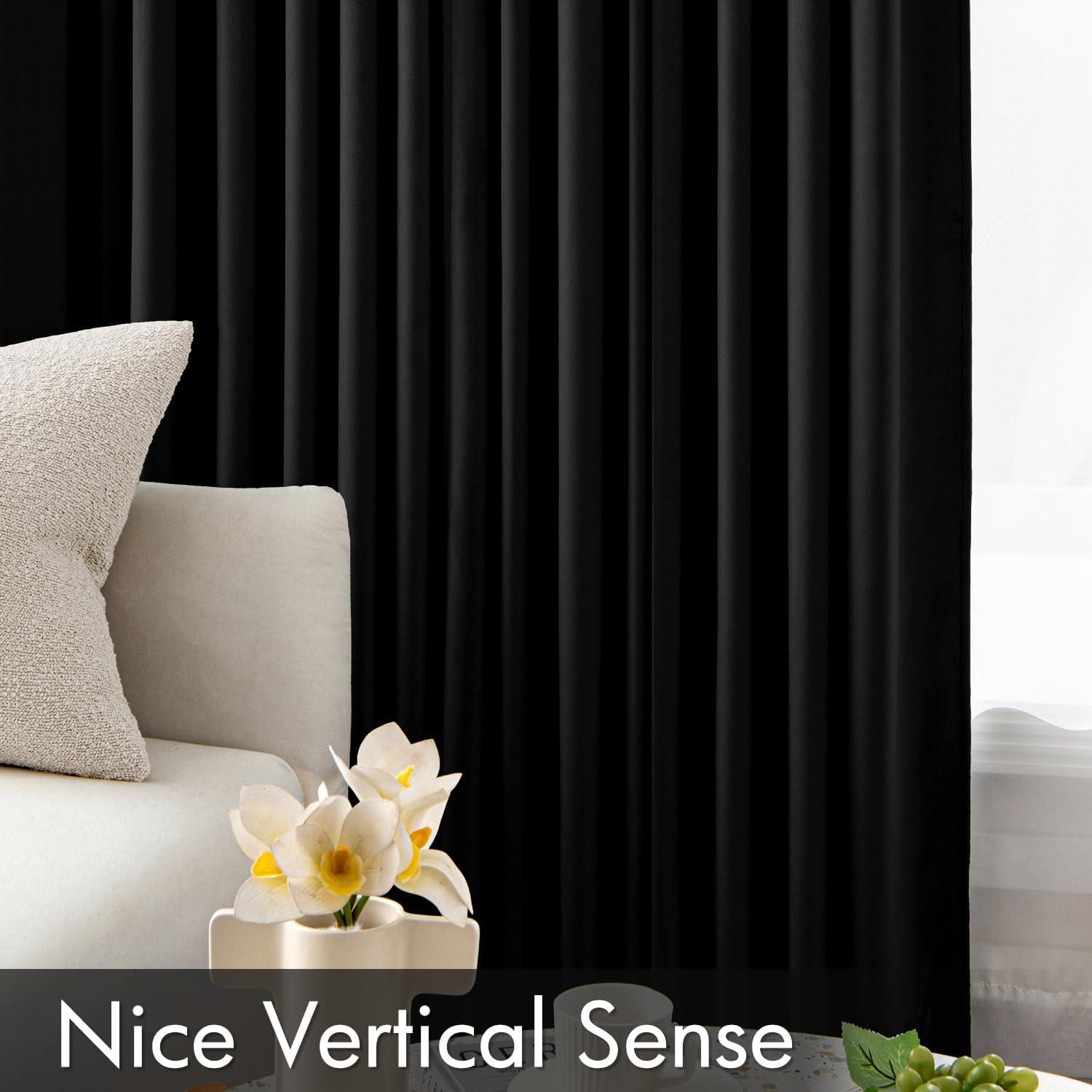 imageMIULEE Navy Blue Velvet Curtains 84 Inch Long Luxury Super Soft Thermal Insulated Blackout Curtains Room Darkening Drapes Rod Pocket Design for Bedroom Living Room Set of 2 Panels W40 x L84 InchBlack