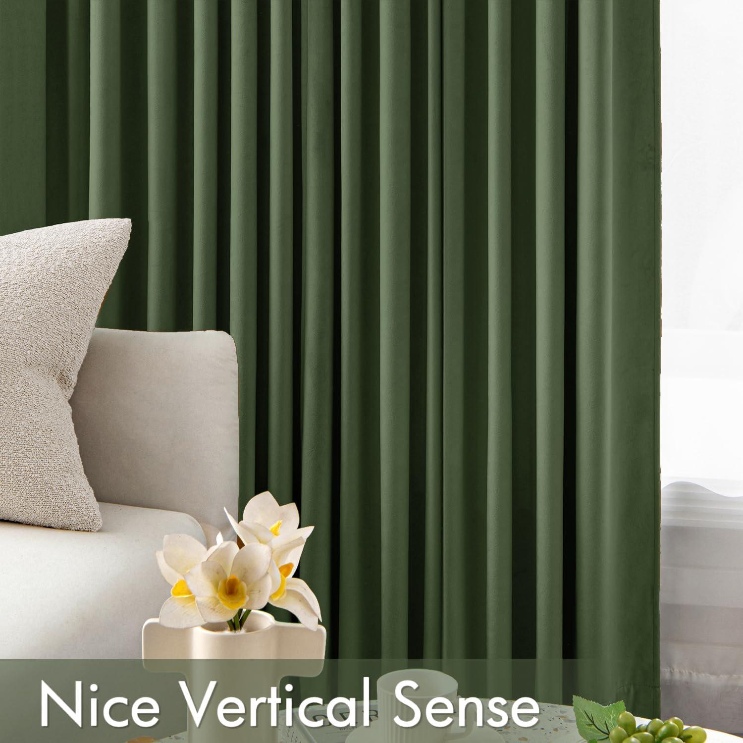 imageMIULEE Navy Blue Velvet Curtains 84 Inch Long Luxury Super Soft Thermal Insulated Blackout Curtains Room Darkening Drapes Rod Pocket Design for Bedroom Living Room Set of 2 Panels W40 x L84 InchOlive Green