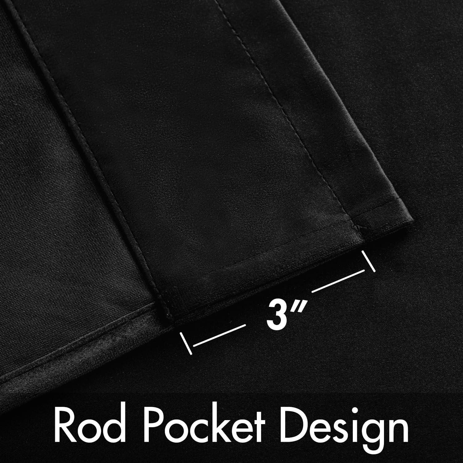 imageMIULEE Navy Blue Velvet Curtains 84 Inch Long Luxury Super Soft Thermal Insulated Blackout Curtains Room Darkening Drapes Rod Pocket Design for Bedroom Living Room Set of 2 Panels W40 x L84 InchBlack