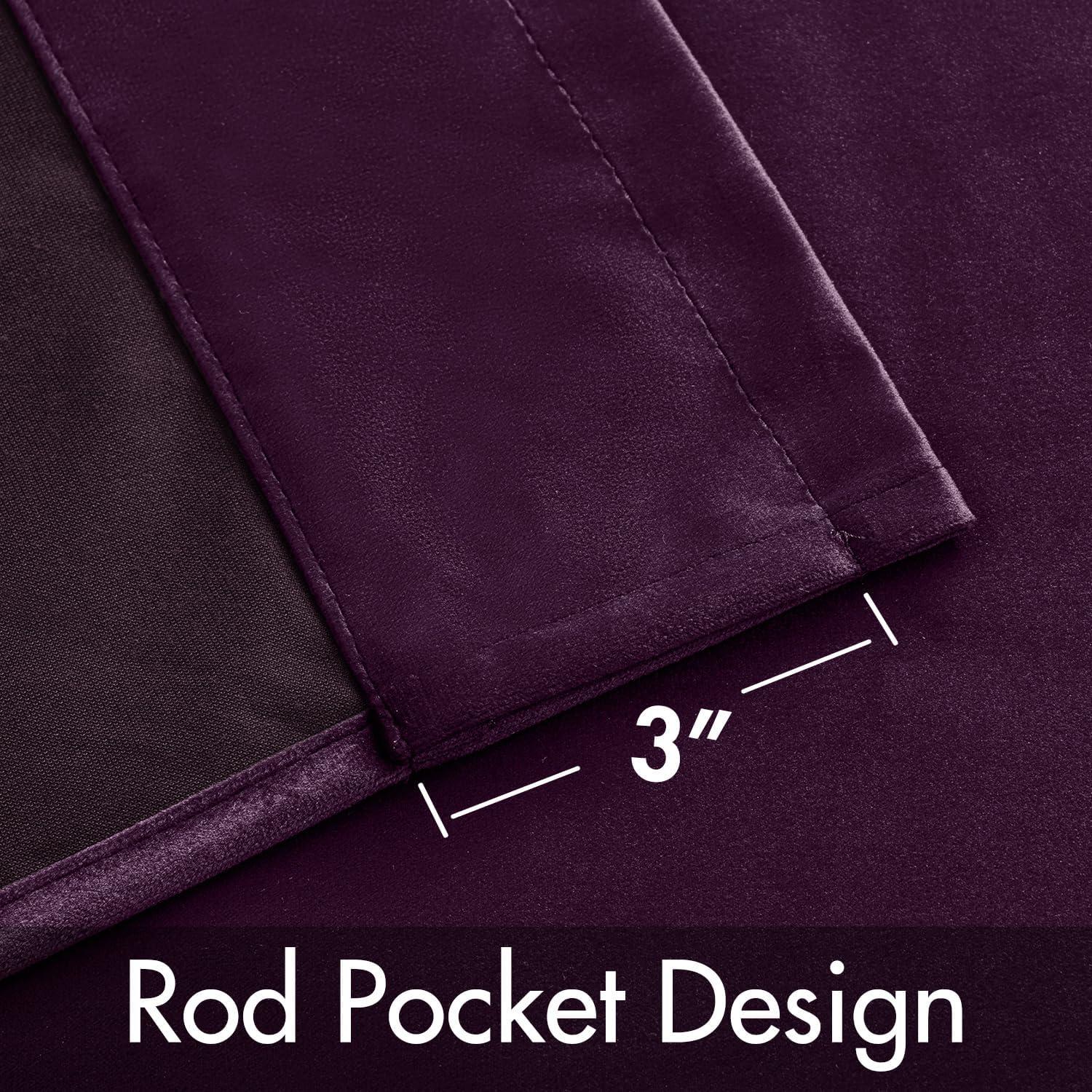 imageMIULEE Navy Blue Velvet Curtains 84 Inch Long Luxury Super Soft Thermal Insulated Blackout Curtains Room Darkening Drapes Rod Pocket Design for Bedroom Living Room Set of 2 Panels W40 x L84 InchPurple Orchid