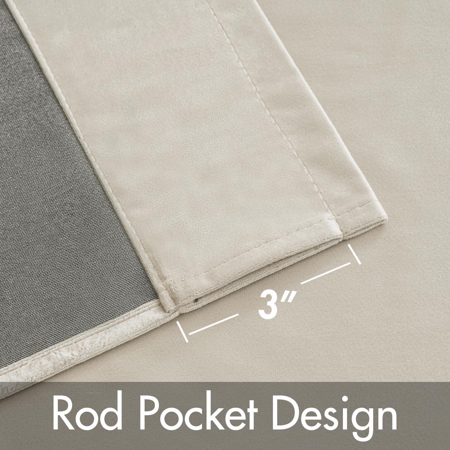 imageMIULEE Navy Blue Velvet Curtains 84 Inch Long Luxury Super Soft Thermal Insulated Blackout Curtains Room Darkening Drapes Rod Pocket Design for Bedroom Living Room Set of 2 Panels W40 x L84 InchBeige