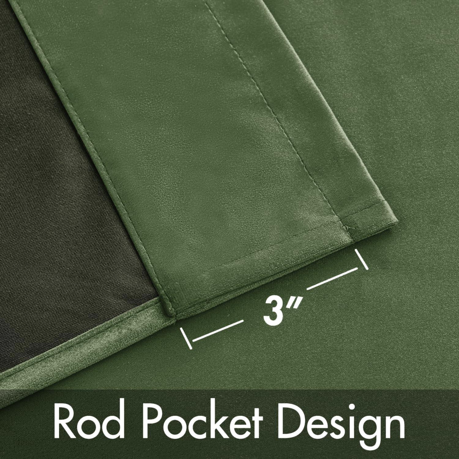 imageMIULEE Navy Blue Velvet Curtains 84 Inch Long Luxury Super Soft Thermal Insulated Blackout Curtains Room Darkening Drapes Rod Pocket Design for Bedroom Living Room Set of 2 Panels W40 x L84 InchOlive Green