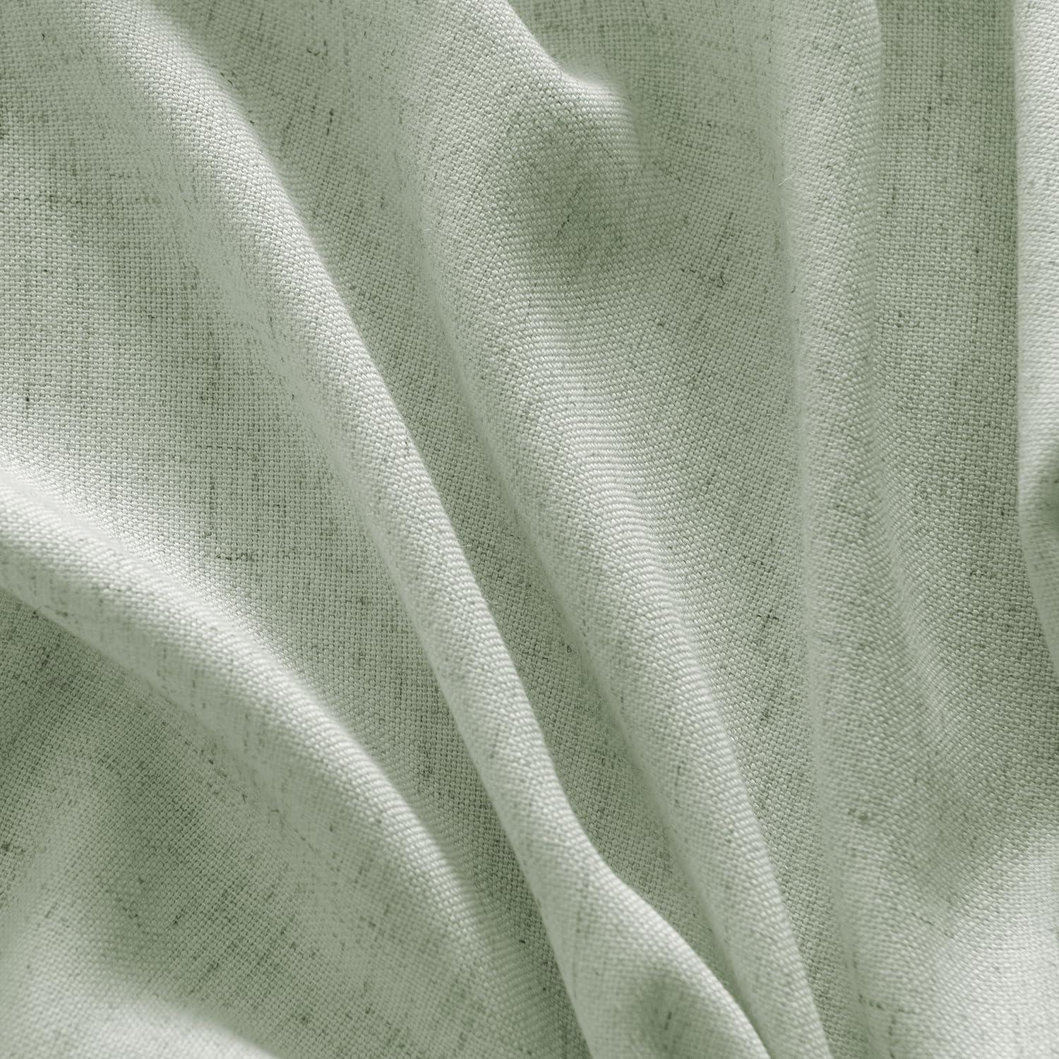 imageMIULEE NonSeeThrough Privacy Linen Curtains 2 Panels Christmas Emerald Green Light Filtering Window Curtains Textured Back Tab Semi Sheer Drapes for Bedroom Living Room 52 x 90 Inches LongSage Green
