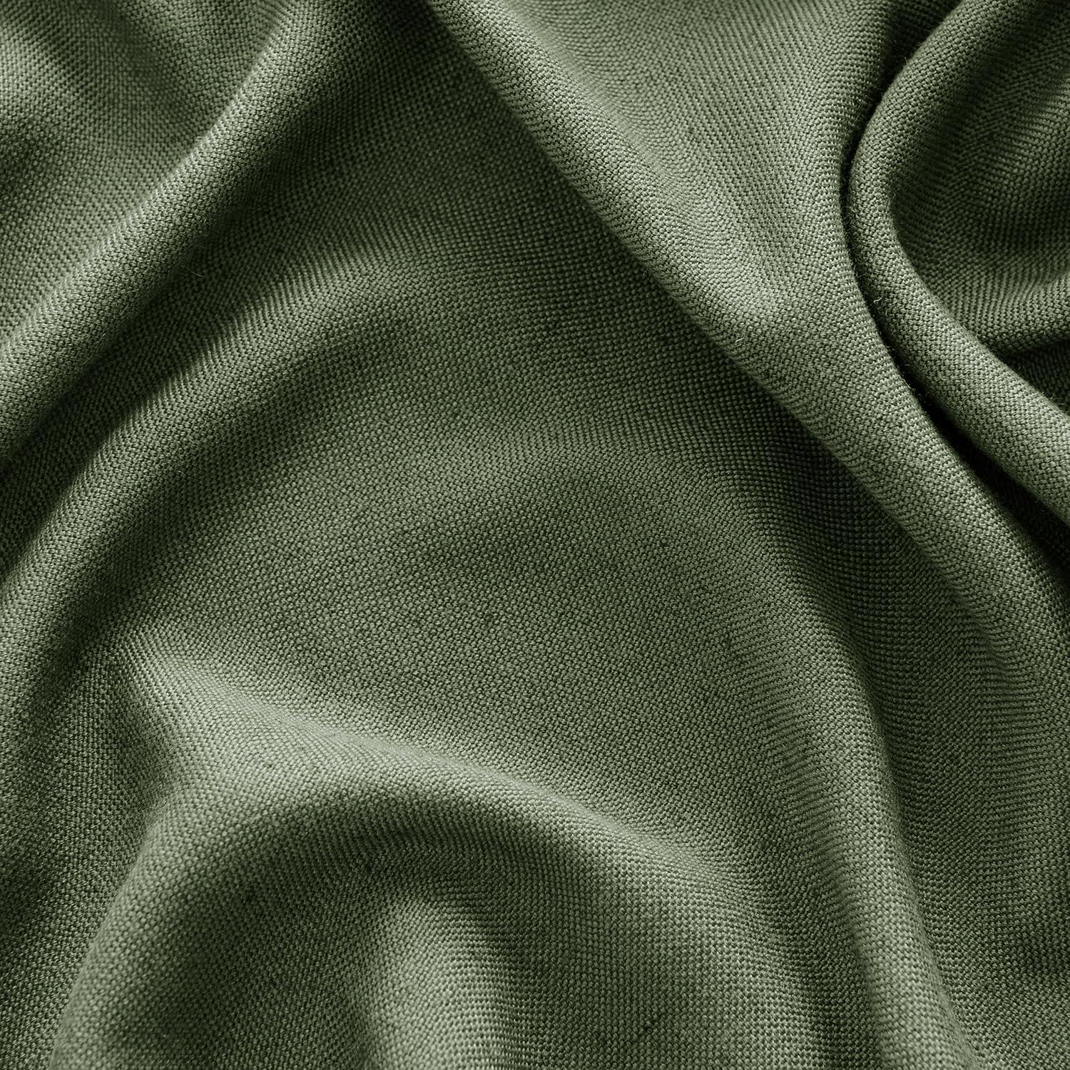 imageMIULEE NonSeeThrough Privacy Linen Curtains 2 Panels Christmas Emerald Green Light Filtering Window Curtains Textured Back Tab Semi Sheer Drapes for Bedroom Living Room 52 x 90 Inches LongOlive Green