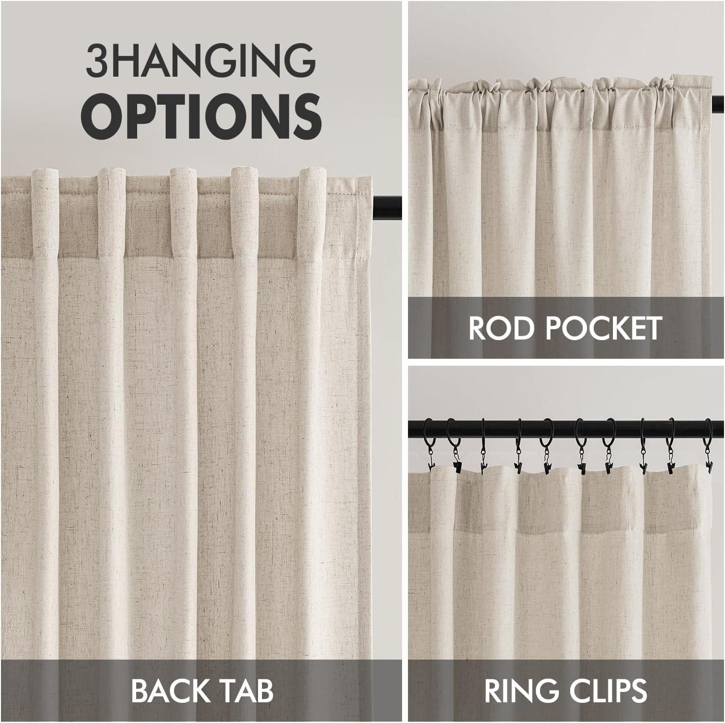 imageMIULEE NonSeeThrough Privacy Linen Curtains 2 Panels Christmas Emerald Green Light Filtering Window Curtains Textured Back Tab Semi Sheer Drapes for Bedroom Living Room 52 x 90 Inches LongLinen