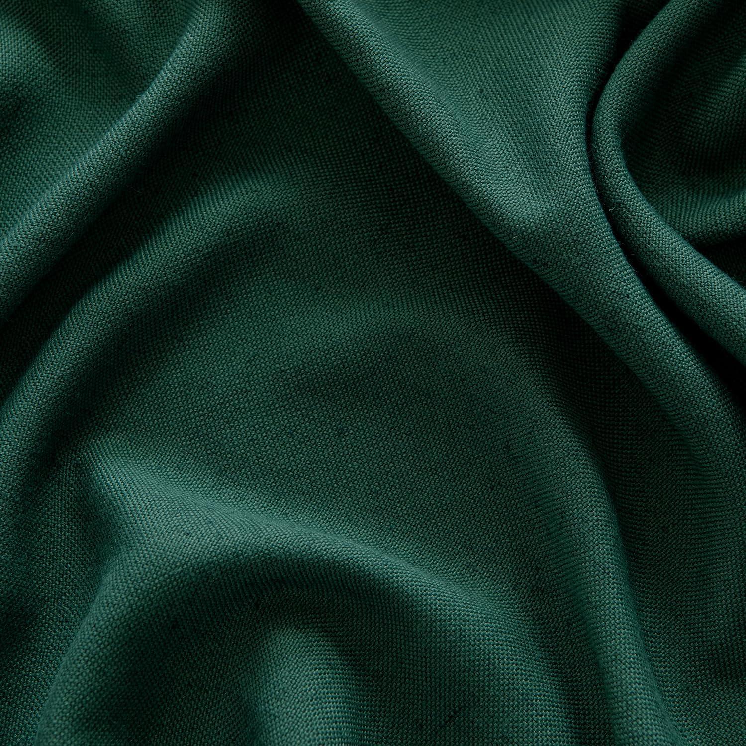 imageMIULEE NonSeeThrough Privacy Linen Curtains 2 Panels Christmas Emerald Green Light Filtering Window Curtains Textured Back Tab Semi Sheer Drapes for Bedroom Living Room 52 x 90 Inches LongEmerald Green