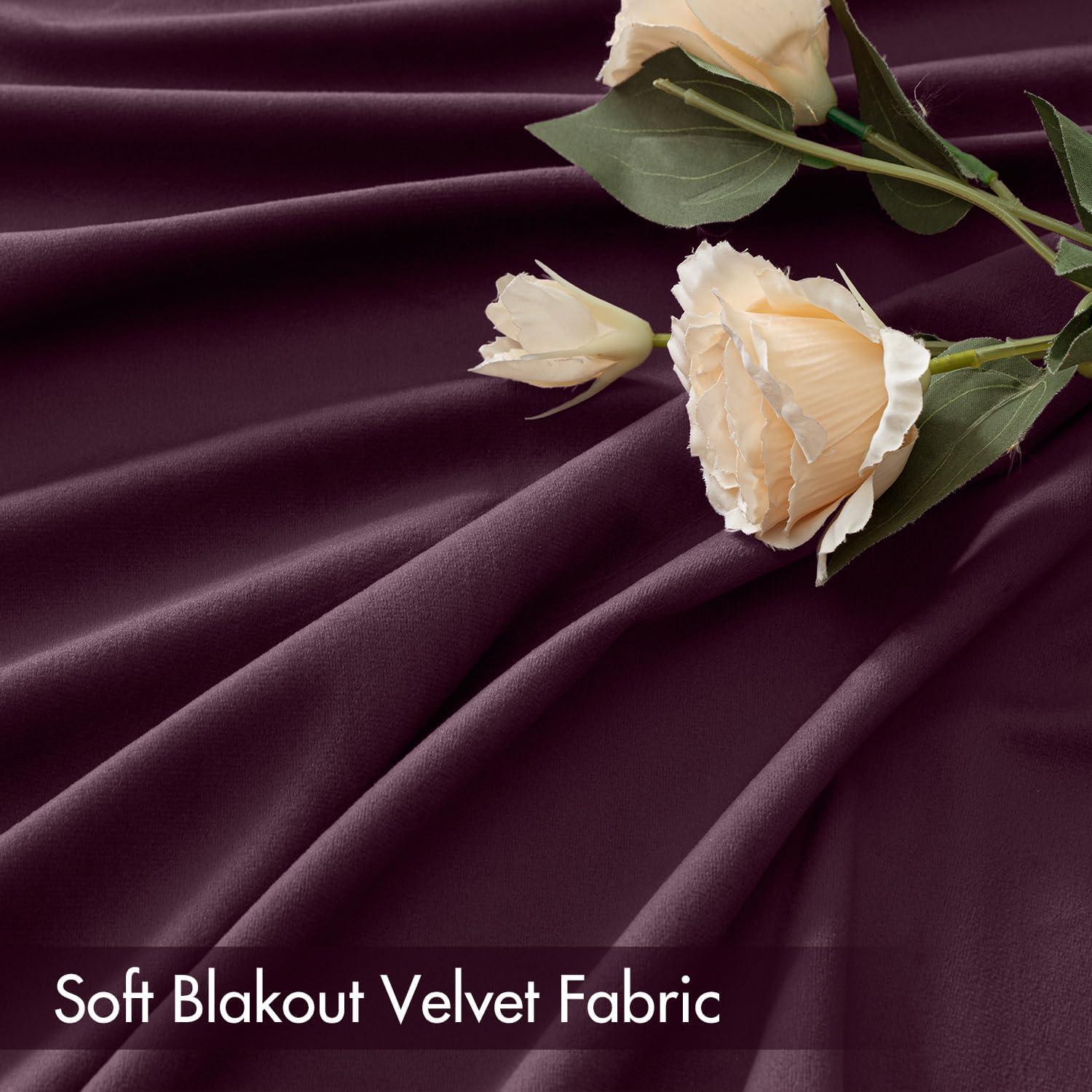 imageMIULEE Olive Green Velvet Curtains Thermal Insulated Blackout Curtain Drapes for Bedroom Living Room Darkening 84 Inches Long Curtains Panels Rod Pocket Set of 2Purple Orchid