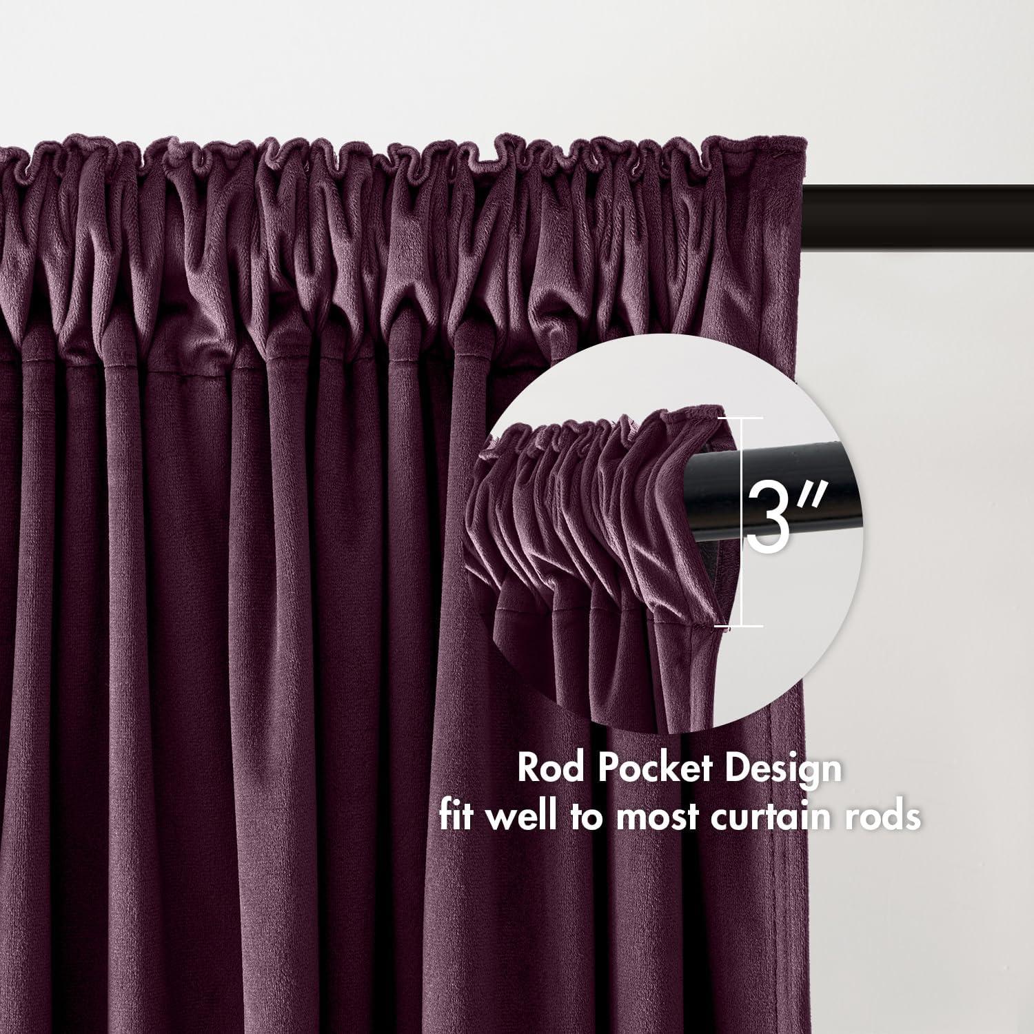 imageMIULEE Olive Green Velvet Curtains Thermal Insulated Blackout Curtain Drapes for Bedroom Living Room Darkening 84 Inches Long Curtains Panels Rod Pocket Set of 2Purple Orchid