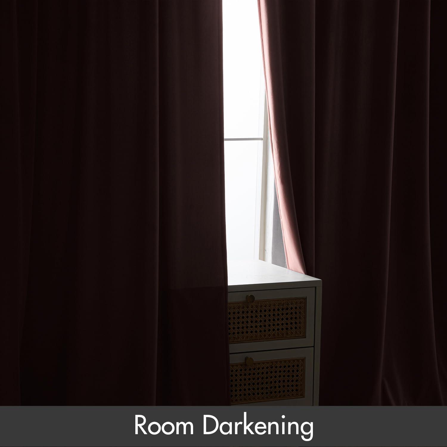 imageMIULEE Olive Green Velvet Curtains Thermal Insulated Blackout Curtain Drapes for Bedroom Living Room Darkening 84 Inches Long Curtains Panels Rod Pocket Set of 2Baby Pink