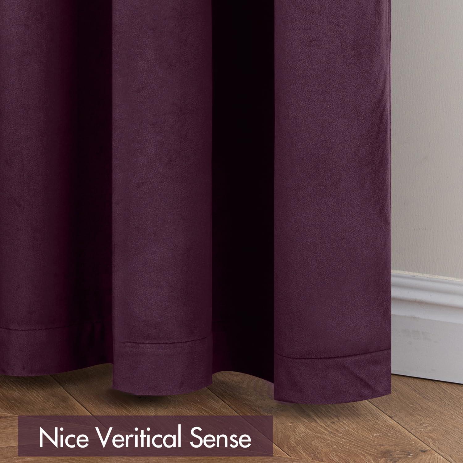 imageMIULEE Olive Green Velvet Curtains Thermal Insulated Blackout Curtain Drapes for Bedroom Living Room Darkening 84 Inches Long Curtains Panels Rod Pocket Set of 2Purple Orchid