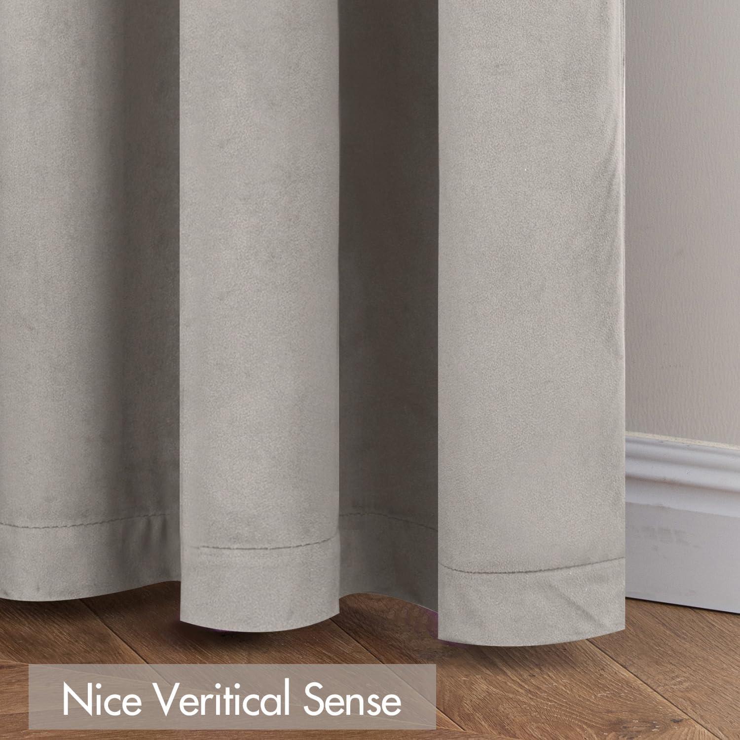 imageMIULEE Olive Green Velvet Curtains Thermal Insulated Blackout Curtain Drapes for Bedroom Living Room Darkening 84 Inches Long Curtains Panels Rod Pocket Set of 2Silver