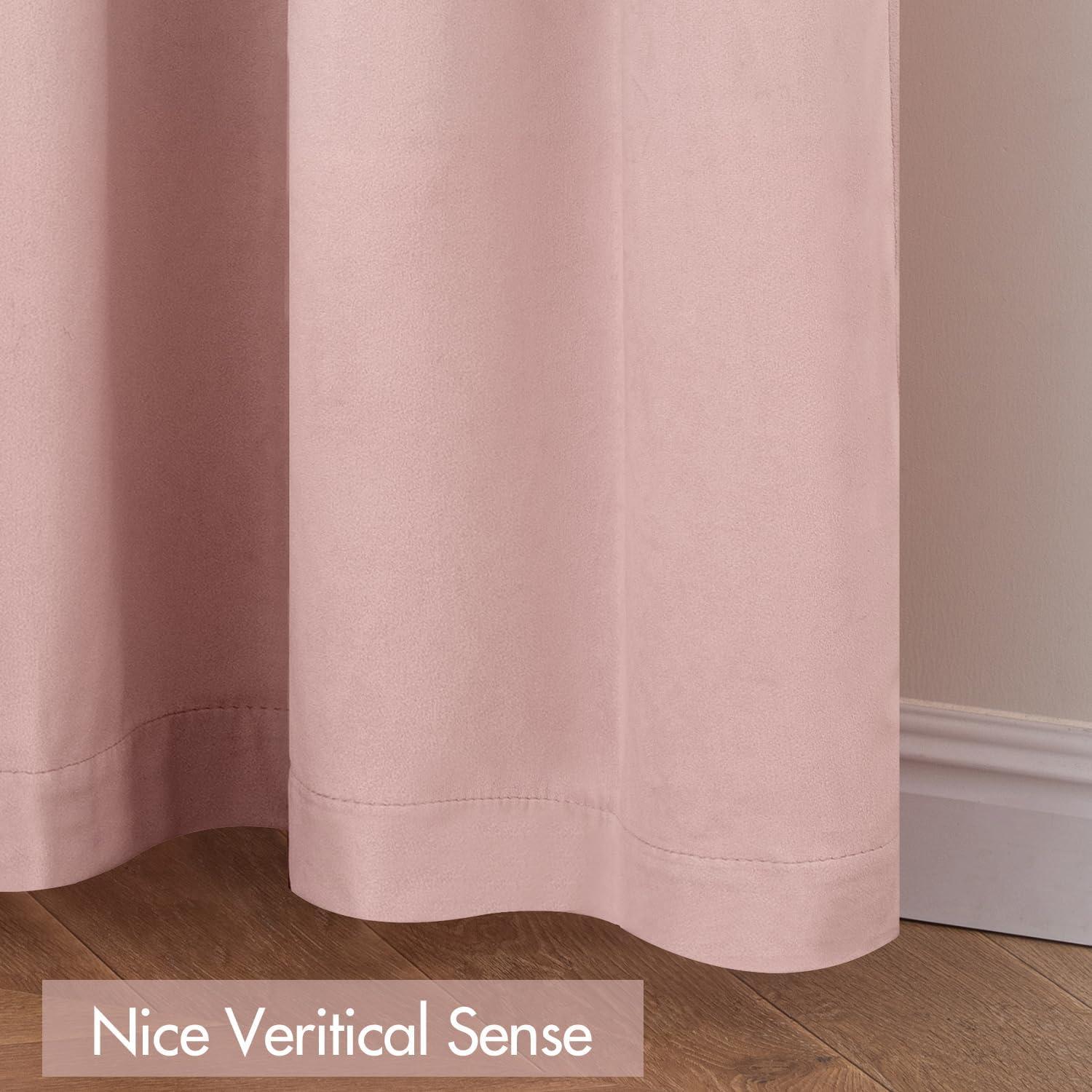imageMIULEE Olive Green Velvet Curtains Thermal Insulated Blackout Curtain Drapes for Bedroom Living Room Darkening 84 Inches Long Curtains Panels Rod Pocket Set of 2Baby Pink