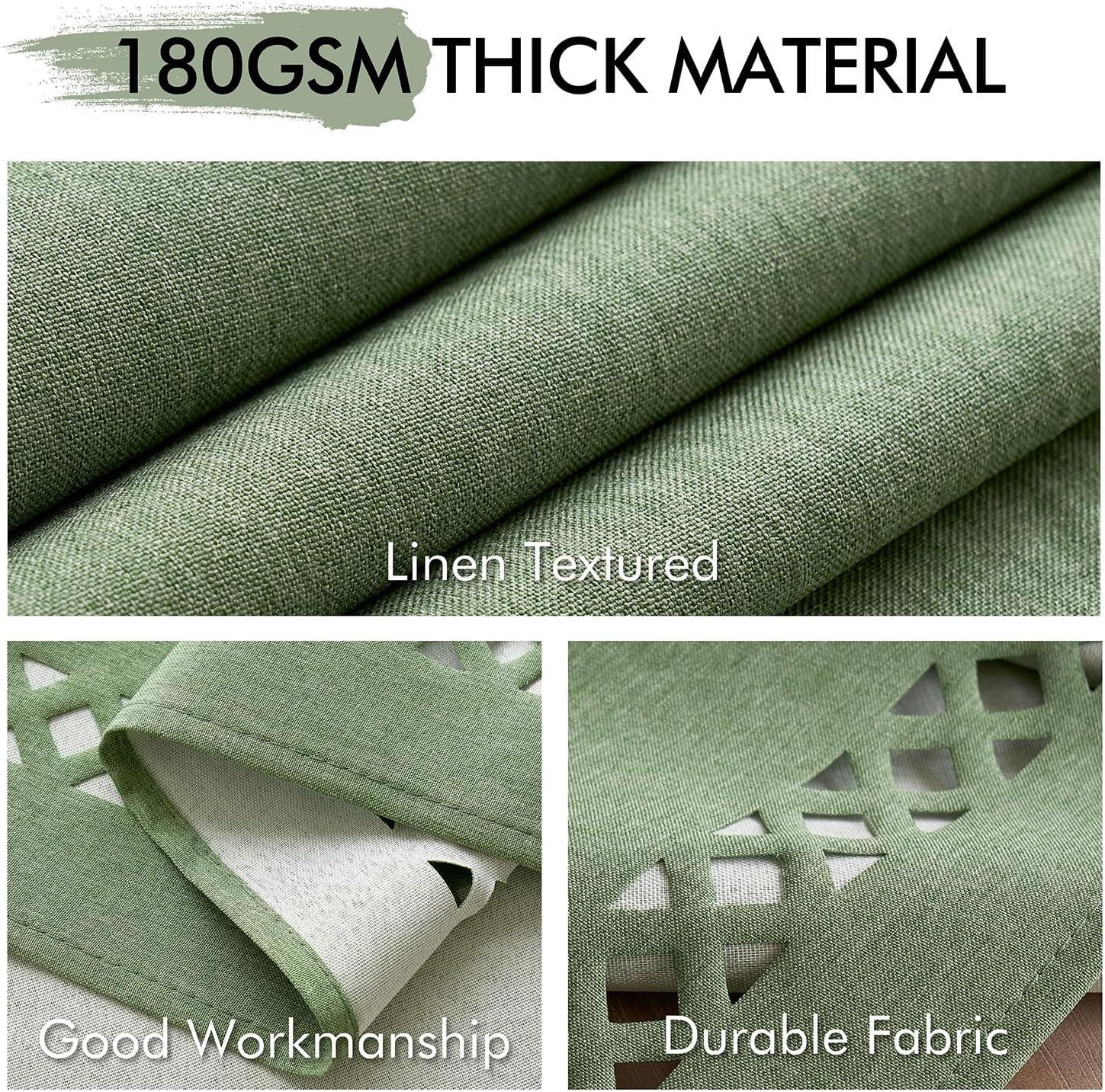 imageMIULEE Orange Thick Polyester Linen Rectangle Tablecloth with Decorative Cutouts Waterproof Stain Resistant Table Cloth Spring Boho Fall Table Cover for Dining Party Wedding 70 x 52 inchSage Green