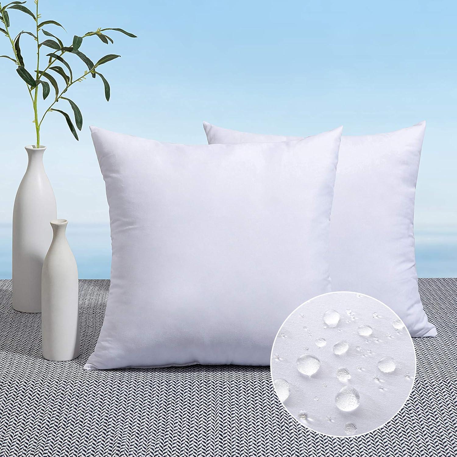 imageMIULEE Pack of 2 18x18 Outdoor Pillow Inserts Outdoor Throw Pillows WaterResistant Decorative Premium Square Pillow Stuffer Sham for Porch Swing Couch Sofa Cushion Patio Furniture2