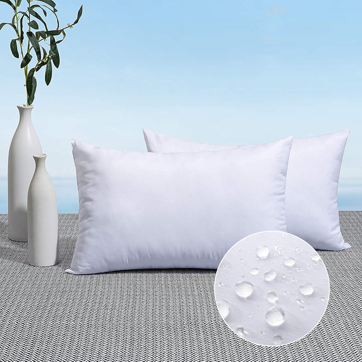imageMIULEE Pack of 2 18x18 Outdoor Pillow Inserts Outdoor Throw Pillows WaterResistant Decorative Premium Square Pillow Stuffer Sham for Porch Swing Couch Sofa Cushion Patio Furniture2