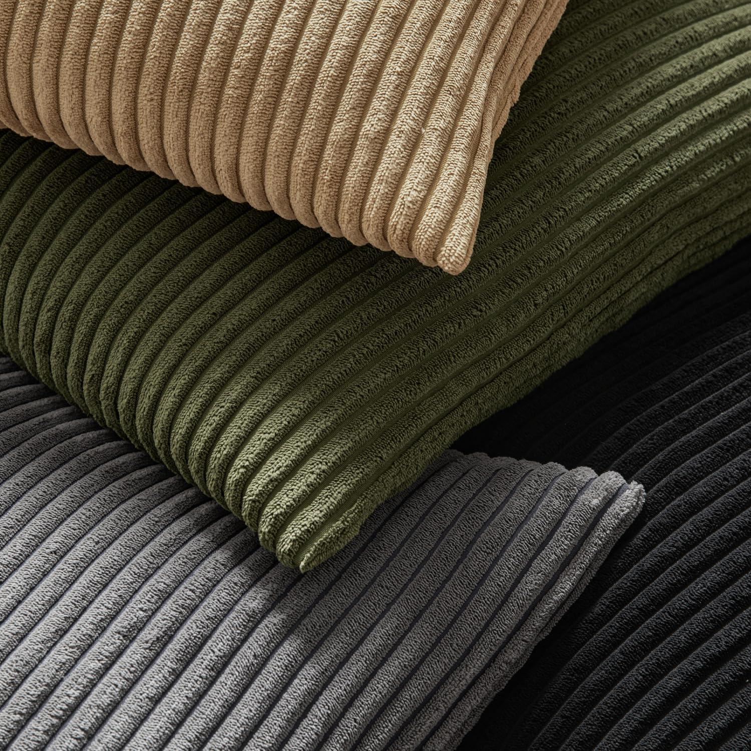 imageMIULEE Pack of 2 Burnt Orange Pillow Covers 18x18 Inch Soft Boho Striped Corduroy Throw Pillow Covers Set Decorative Square Cushion Cases Pillowcases for Sofa Bedroom CouchOlive Green
