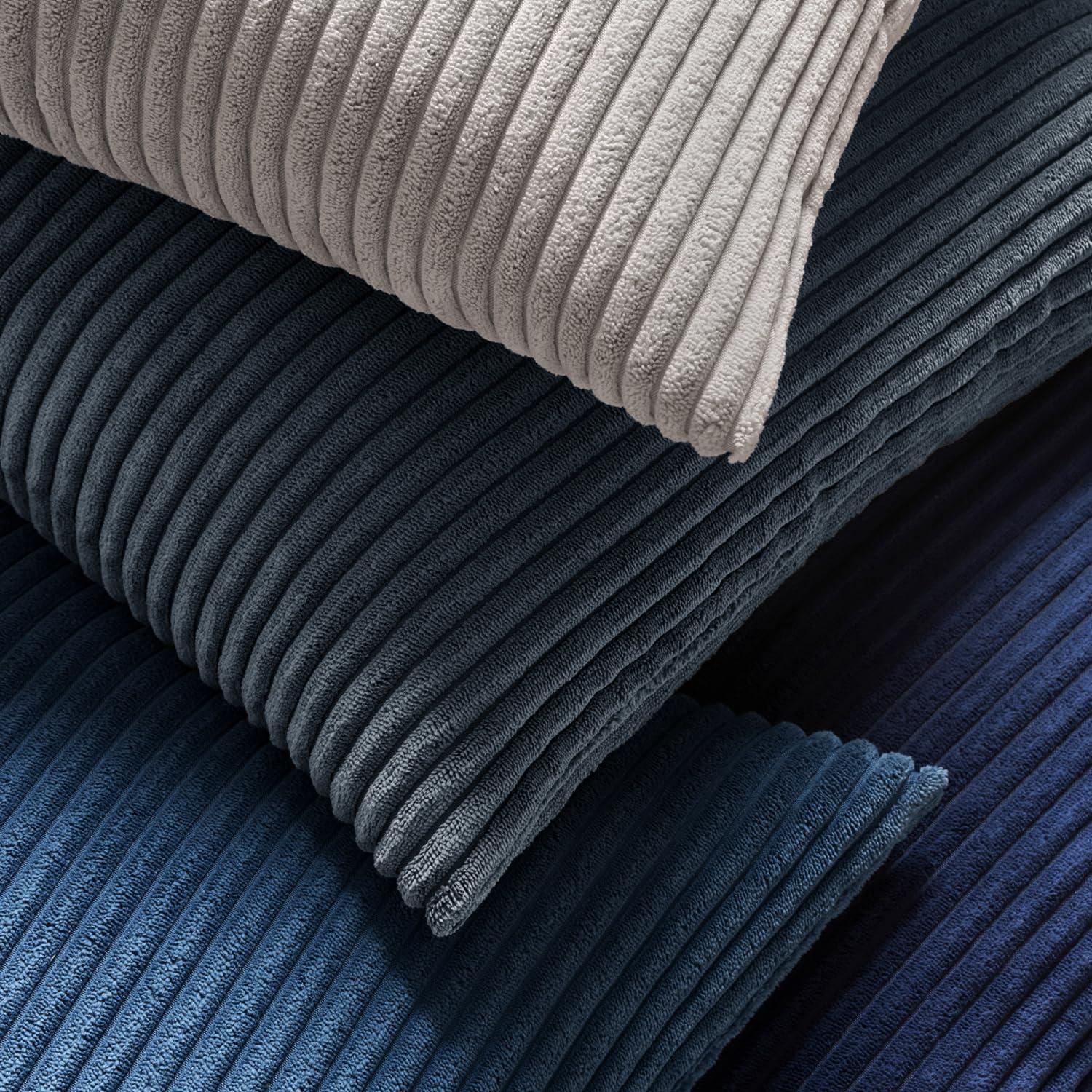 imageMIULEE Pack of 2 Burnt Orange Pillow Covers 18x18 Inch Soft Boho Striped Corduroy Throw Pillow Covers Set Decorative Square Cushion Cases Pillowcases for Sofa Bedroom CouchNavy Blue